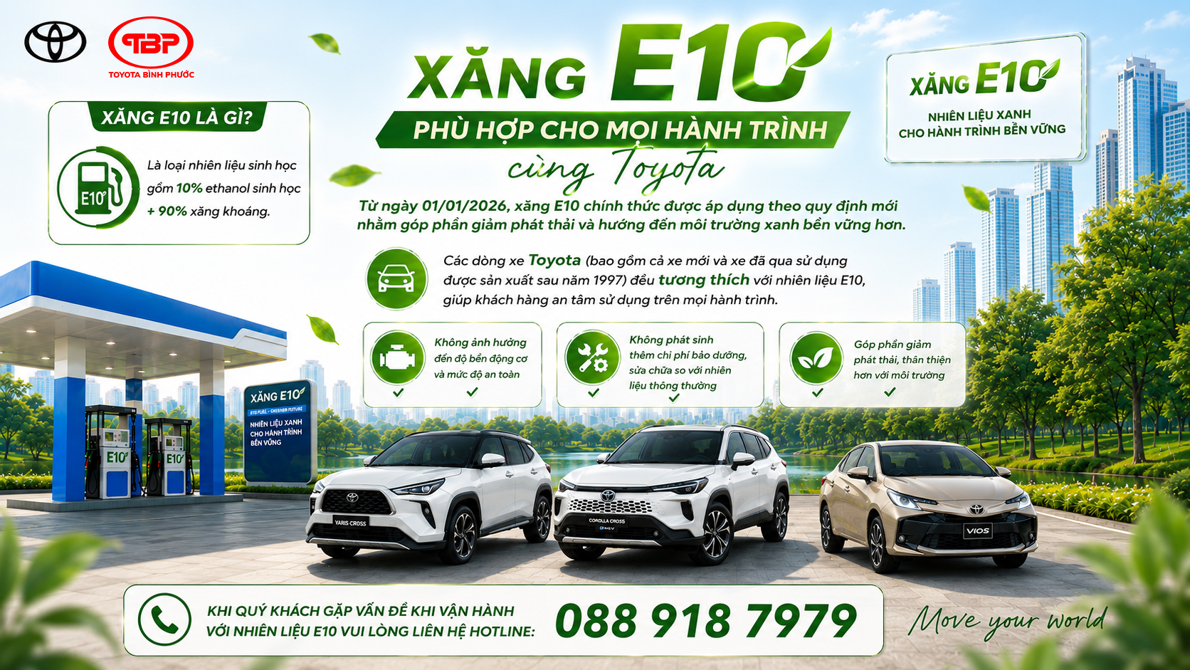 Khả năng tương thích với xăng sinh học E10 của các mẫu xe Toyota