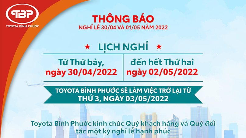 Thông báo nghỉ lễ Giải phóng miền Nam (30/04) và Quốc tế lao động (01/05) 2022