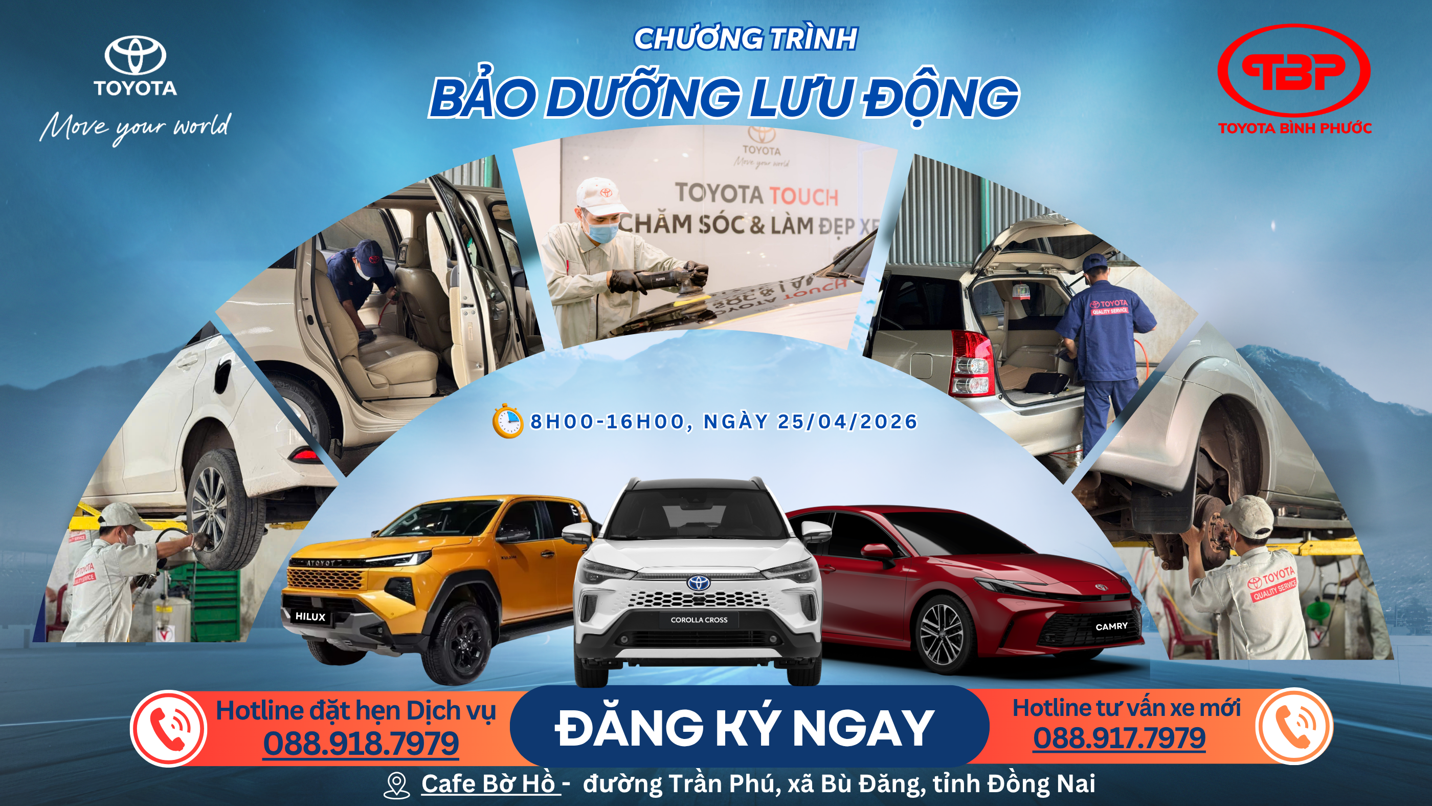TOYOTA BÌNH PHƯỚC TỔ CHỨC BẢO DƯỠNG LƯU ĐỘNG TẠI BÙ ĐĂNG